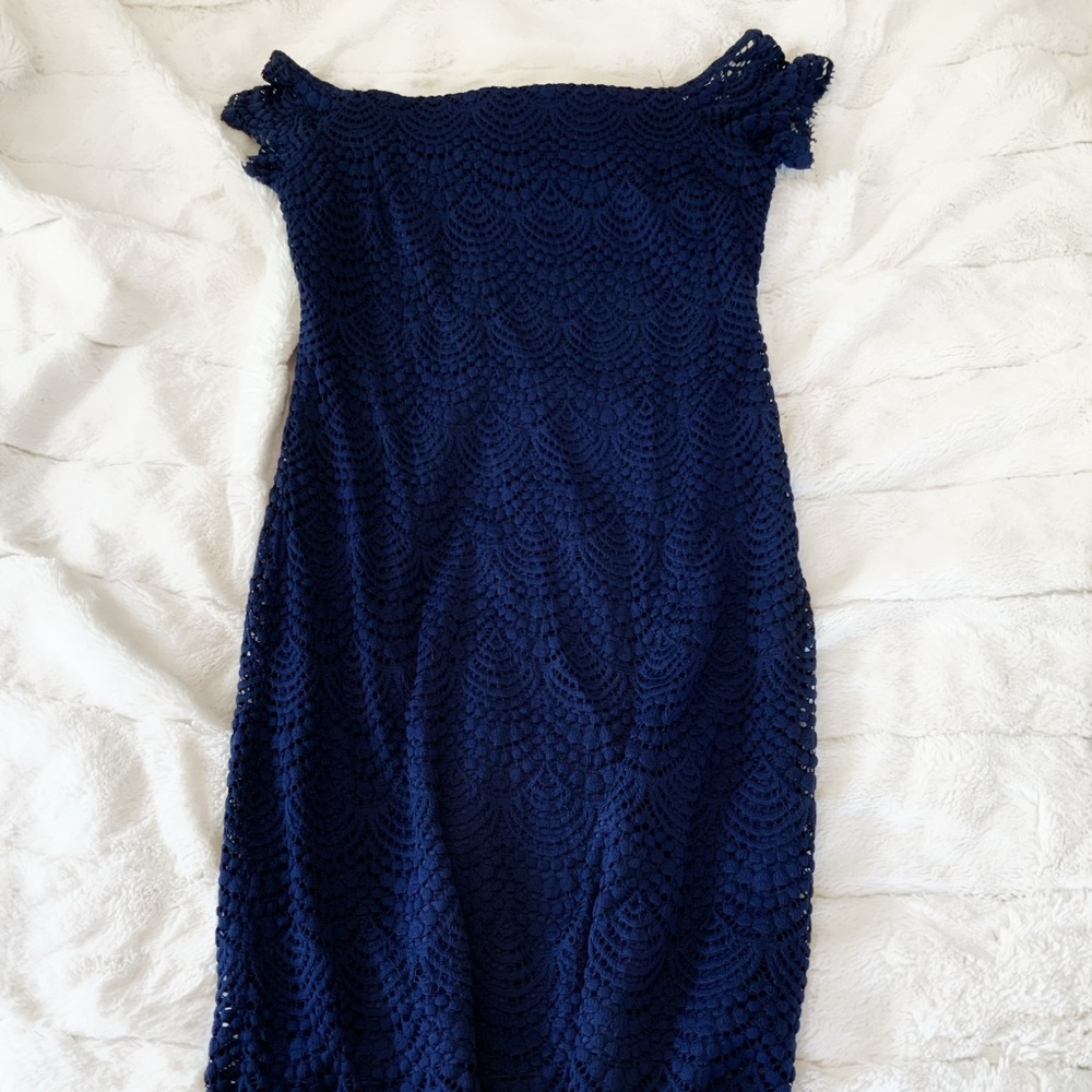 Navy lace formal dress